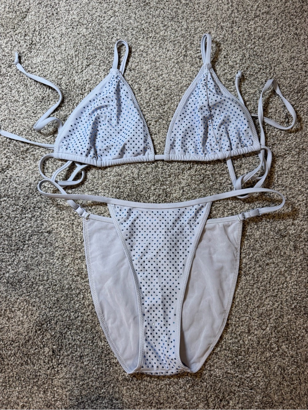Women’s Baby Blue Rhinestone Bikini Swim Set